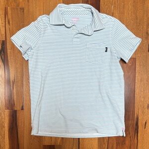 Striped Light Blue & White Youth Polo Shirt